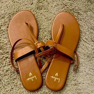 Never worn! Brand new Lulus made in Brazil leather size 10 women’s sandal